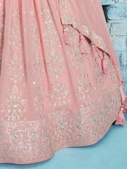 Beautiful Baby Pink Sequins Georgette Engagement Wear Lehenga Choli