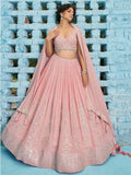 Beautiful Baby Pink Sequins Georgette Engagement Wear Lehenga Choli