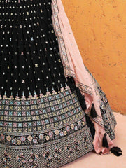 Fabulous Black Sequins Georgette Reception Wear Lehenga Choli