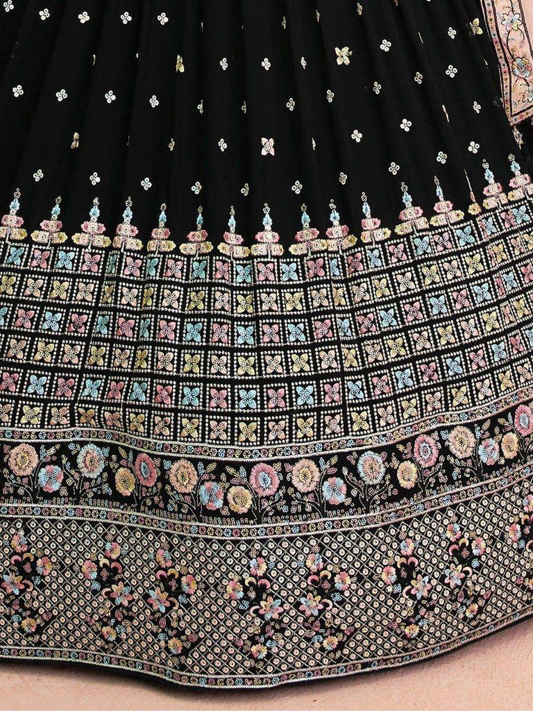 Fabulous Black Sequins Georgette Reception Wear Lehenga Choli