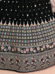 Fabulous Black Sequins Georgette Reception Wear Lehenga Choli