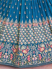 Stunning Blue Sequins Georgette Bridesmaid Lehenga Choli With Dupatta