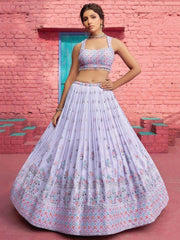 Attractive Lavender Sequins Georgette Engagement Wear Lehenga Choli