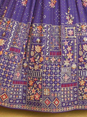 Enchanting Purple Sequins Georgette Lehenga Choli With Dupatta
