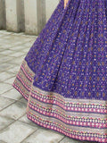 Bewitching Blue Digital Printed Organza Sangeet Wear Lehenga Choli
