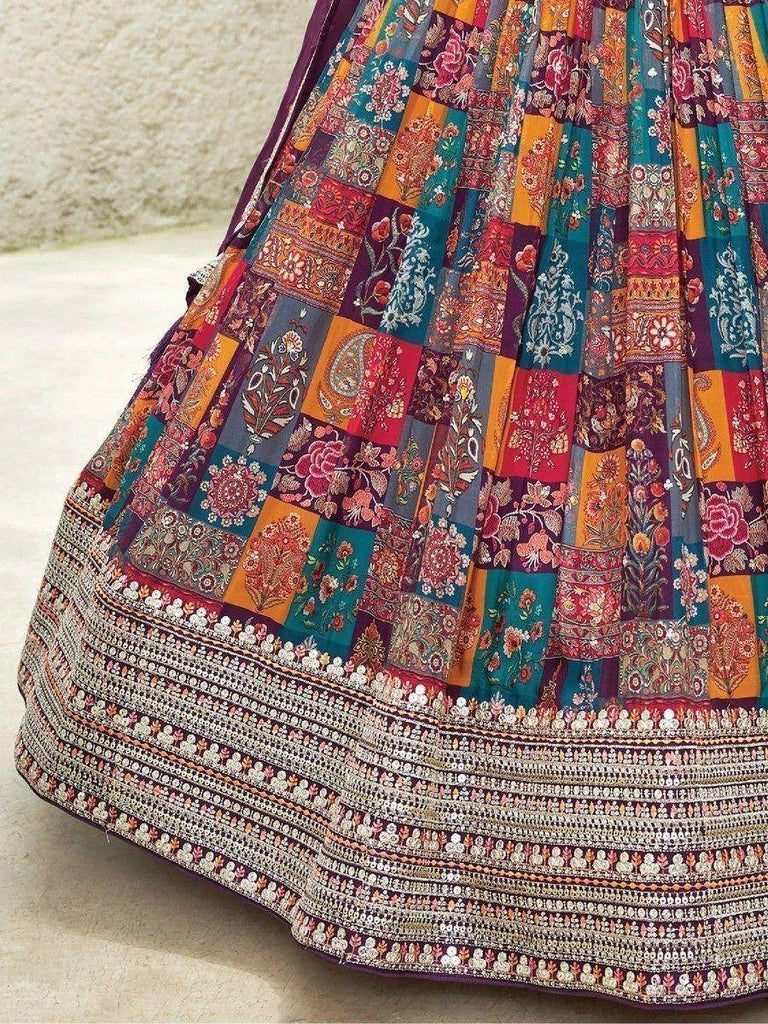 Charming Multi-Color Sequins Organza Traditional Lehenga Choli
