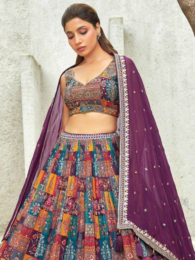 Charming Multi-Color Sequins Organza Traditional Lehenga Choli
