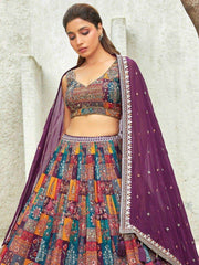 Charming Multi-Color Sequins Organza Traditional Lehenga Choli