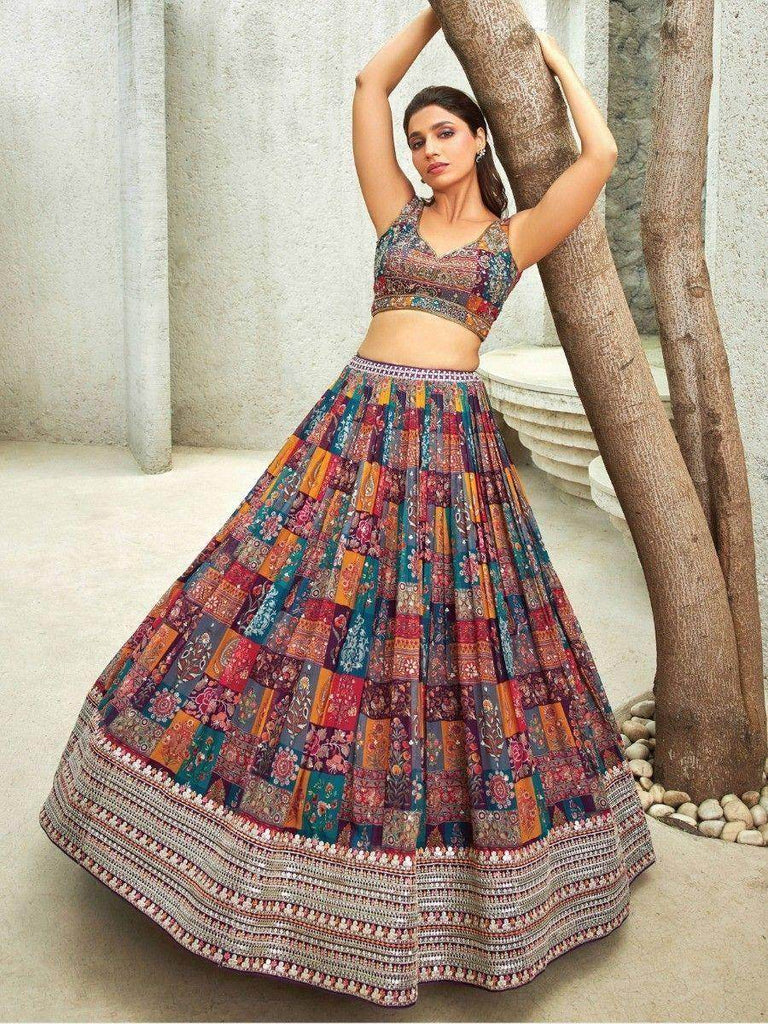 Charming Multi-Color Sequins Organza Traditional Lehenga Choli