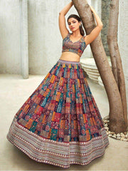 Charming Multi-Color Sequins Organza Traditional Lehenga Choli