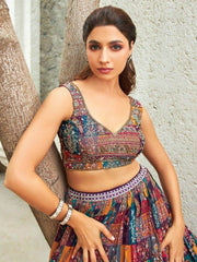 Charming Multi-Color Sequins Organza Traditional Lehenga Choli