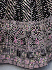 Tantalizing Black Sequins Georgette Reception Wear Lehenga Choli