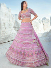 Gorgeous Lavender Sequins Georgette Engagement Wear Lehenga Choli