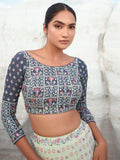 Delightful Pista Green Sequins Georgette Wedding Wear Lehenga Choli