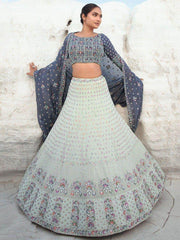 Delightful Pista Green Sequins Georgette Wedding Wear Lehenga Choli