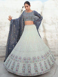 Delightful Pista Green Sequins Georgette Wedding Wear Lehenga Choli