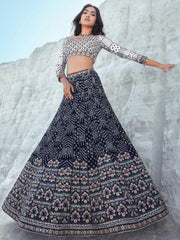 Marvelous Navy Blue Sequins Georgette Traditional Lehenga Choli