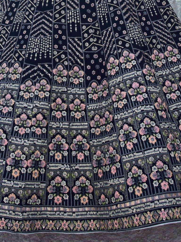 Marvelous Navy Blue Sequins Georgette Traditional Lehenga Choli