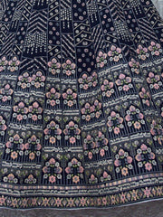Marvelous Navy Blue Sequins Georgette Traditional Lehenga Choli