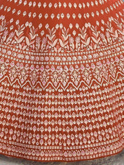 Charming Orange Sequins Georgette Reception Wear Lehenga Choli