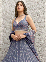 Fabulous Dusty Blue Sequins Georgette Bridesmaid Lehenga Choli