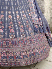 Fabulous Dusty Blue Sequins Georgette Bridesmaid Lehenga Choli