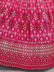 Fascinating Pink Sequins Georgette Sangeet Wear Lehenga Choli