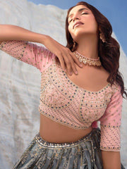 Gorgeous Grey Sequins Georgette Wedding Wear Lehenga Choli