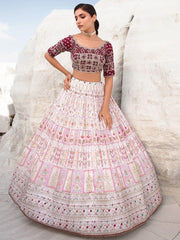 Wonderful White Sequins Georgette Traditional Lehenga Choli