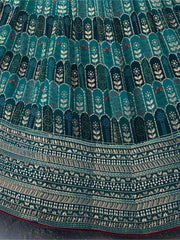 Beautiful Teal Green Sequins Georgette Wedding Wear Lehenga Choli