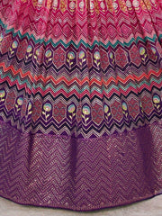 Attractive Pink & Purple Sequins Georgette Wedding Wear Lehenga Choli