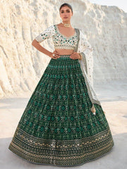 Alluring Green Sequins Georgette Function Wear Lehenga Choli