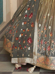 Fantastic Green Zari Weaving Silk Mehendi Wear Lehenga Choli