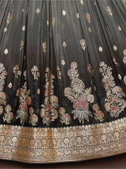 Marvelous Grey Zari Woven Silk Sangeet Wear Lehenga Choli
