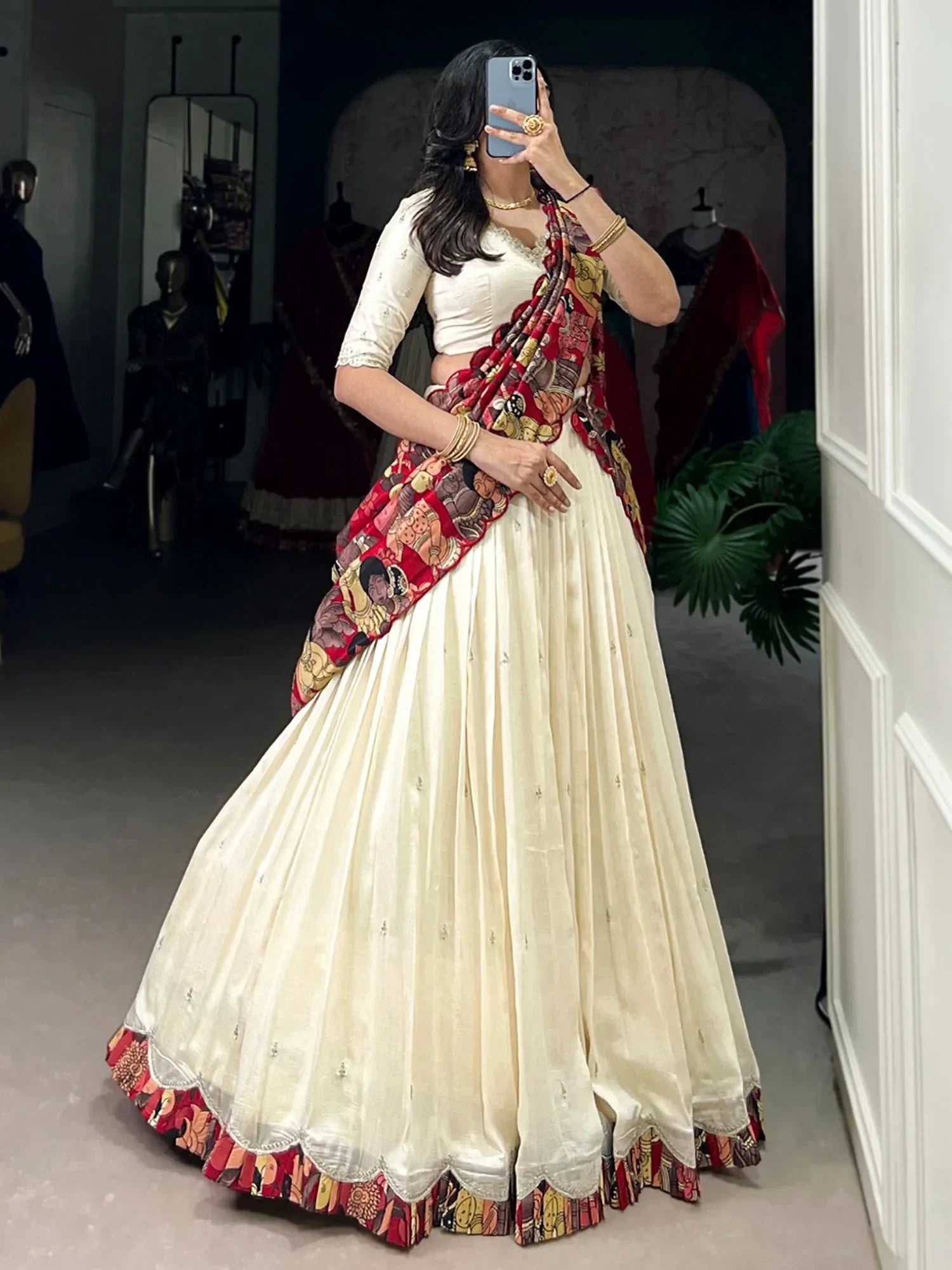 Charming Off-White Sequins Silk Wedding Wear Lehenga Choli 