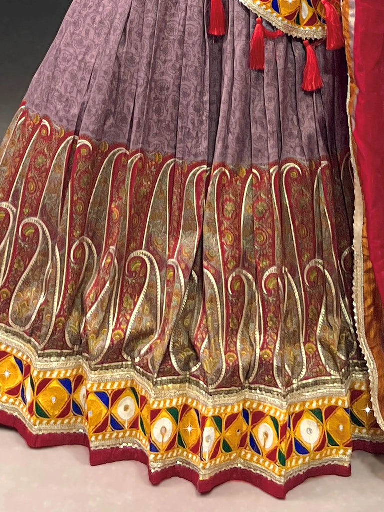 Chic Onion Pink Silk Kashmiri Printed Festival Wear Lehenga Choli