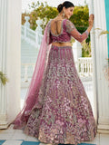 Outstanding Lavender Embroidered Net Bridesmaid Lehenga Choli - Ethnic Plus In