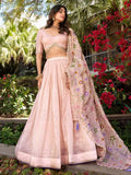 Outstanding Light Pink Floral Embroidery Silk Lehenga Choli With Dupatta - Ethnic Plus In