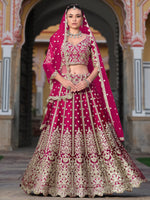 Outstanding Pink Embroidered Net Bridesmaid Lehenga Choli