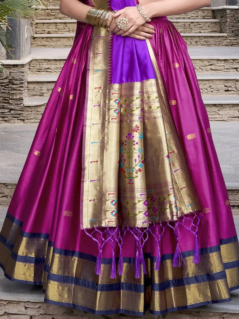 Outstanding Pink Zari Weaving Jacquard Silk Wedding Wear Lehenga Choli - Ethnic Plus In
