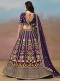 Outstanding Purple Floral Embroidery Georgette Bridesmaid Lehenga Choli - Ethnic Plus In