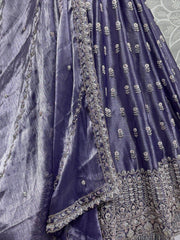 Outstanding Purple Hand Embroidered Silk Wedding Wear Lehenga Choli - Ethnic Plus In