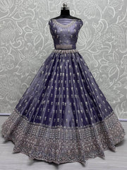 Outstanding Purple Hand Embroidered Silk Wedding Wear Lehenga Choli - Ethnic Plus In