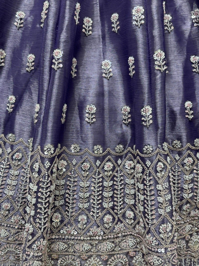 Outstanding Purple Hand Embroidered Silk Wedding Wear Lehenga Choli - Ethnic Plus In