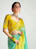 Marvelous Green Organza Border Work Festival Wear Saree With Blouse