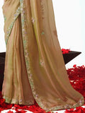 Chic Yellow Organza Sequins Work Haldi Wear Saree With Blouse