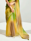 Delicate Green Organza Border Work Mehendi Wear Saree With Blouse