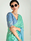 Regal Sea Green Organza Border Work Saree With Blouse