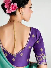 Timeless Purple Border Work Organza Saree With Blouse