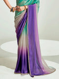 Timeless Purple Border Work Organza Saree With Blouse